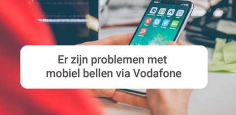 mobiele telefoon met tekst Er zijn problemen met mobiel bellen via Vodafone